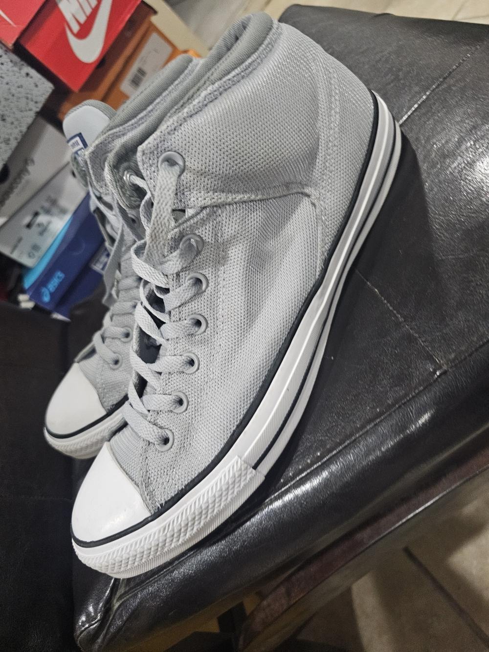Asics Light Gray High-Top Canvas Sneakers